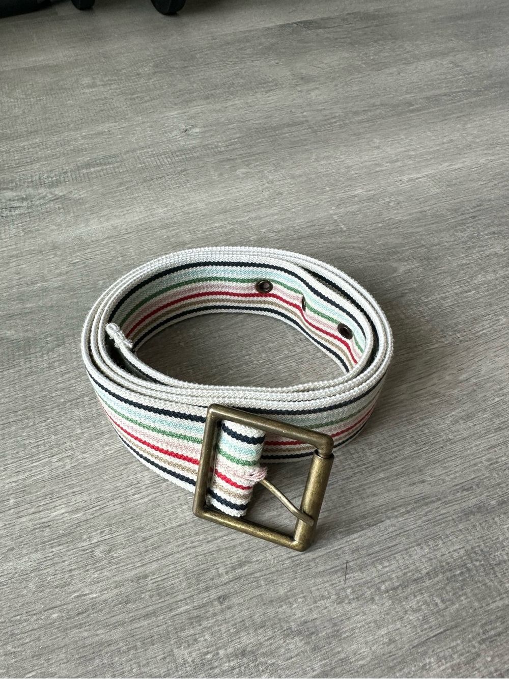Striped Belt in White with Red & Green Accents Y2K